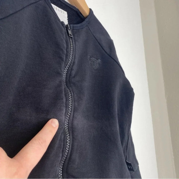 Huxbaby sweat jacket black zip front bear appliqué collarless size 4 years - Picture 7 of 12